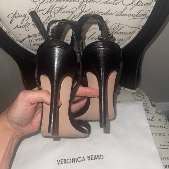 Veronica Beard Black Darcelle Ankle Strap Sandal Heeled Stiletto Leather Sz 10 - Picture 8 of 8